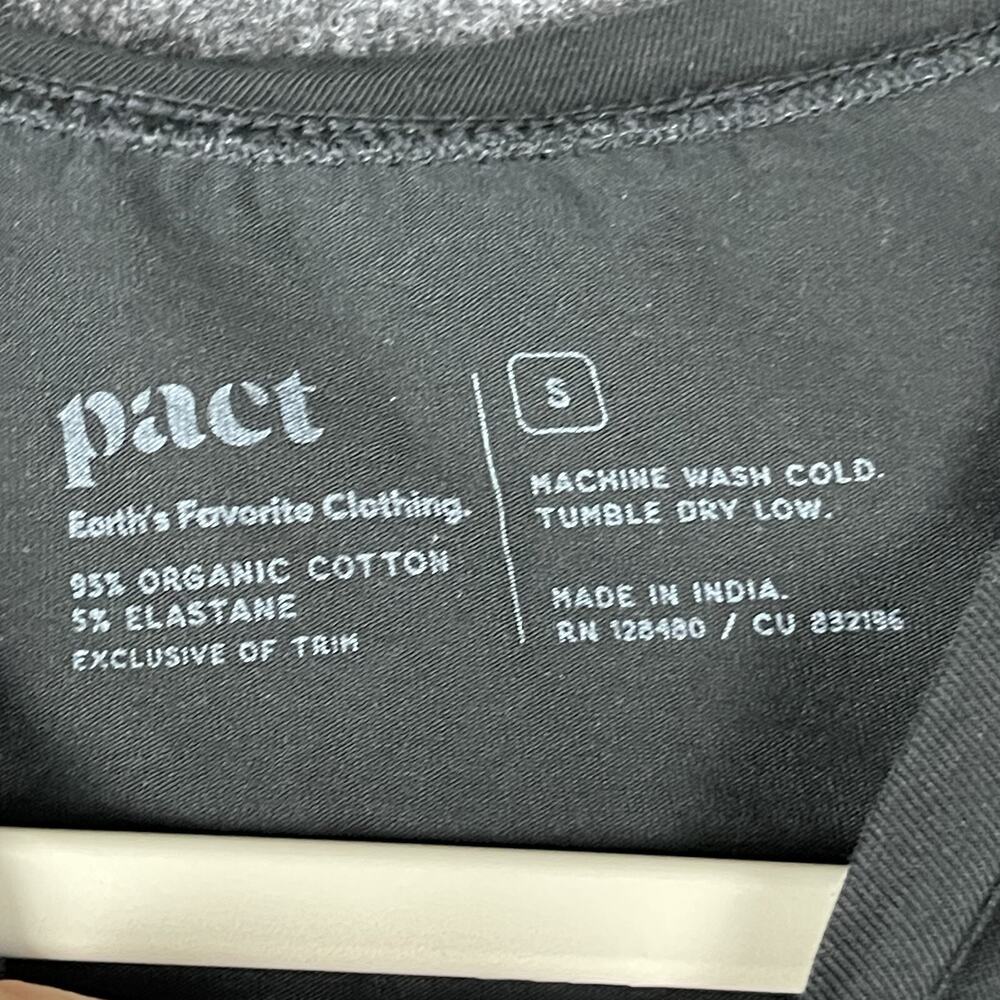 Pact Top Womens Small Black Organic Cotton Long Sleeve Stretch Crew Neck Casual - Picture 4 of 10